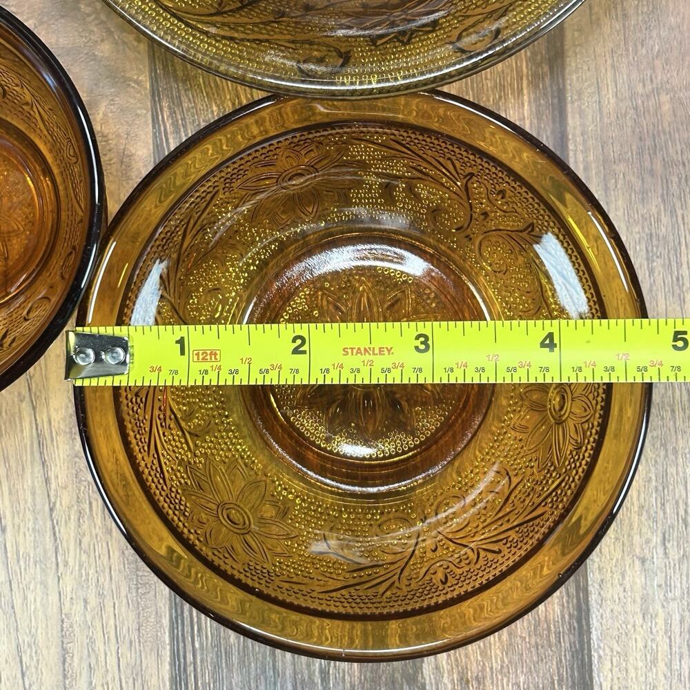 Set of 3 Collectible Indiana Glass Tiara Sandwich Amber Cup, Berry & Salad Bowls - Picture 14 of 16